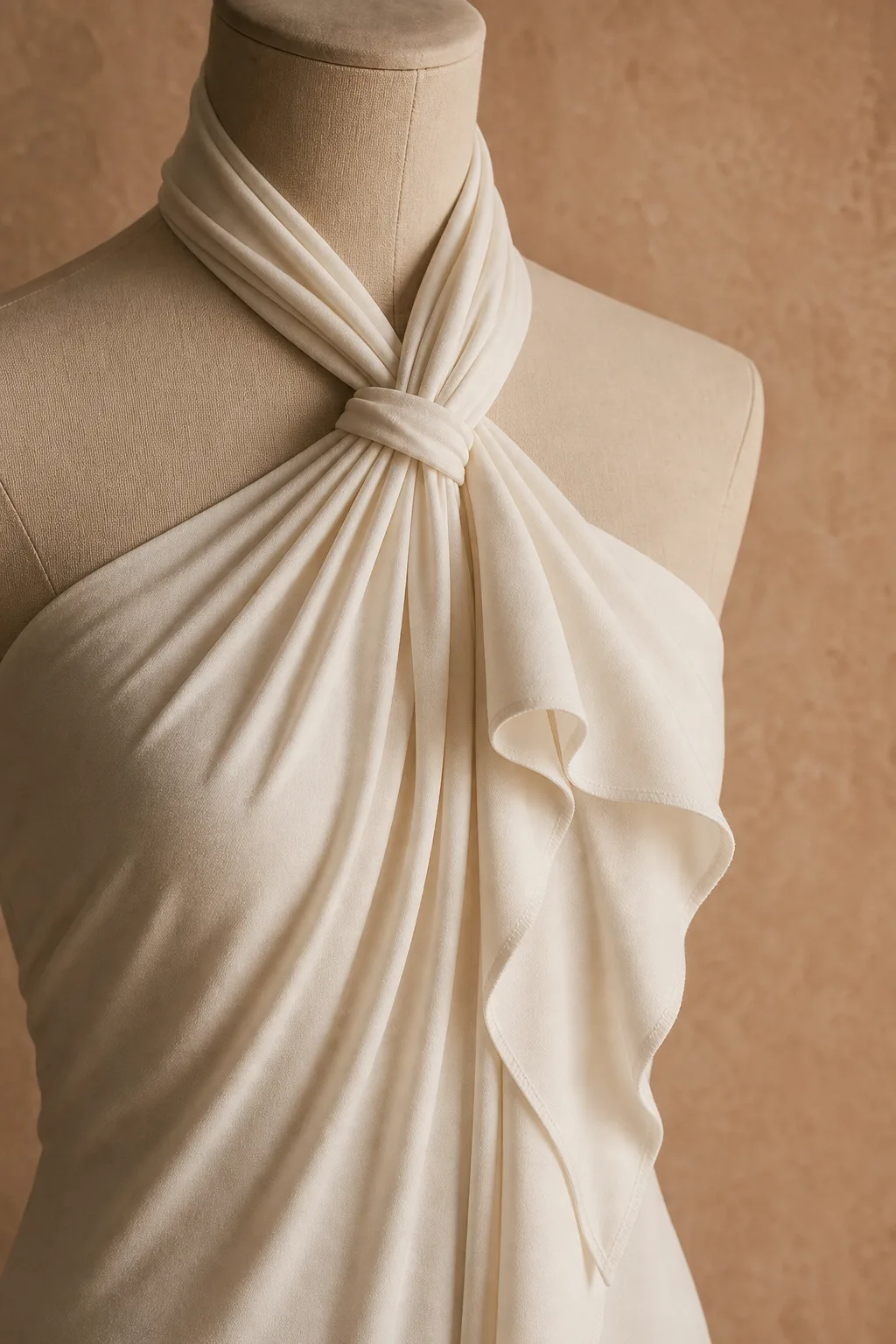 Ivory halter gown craftsmanship detail